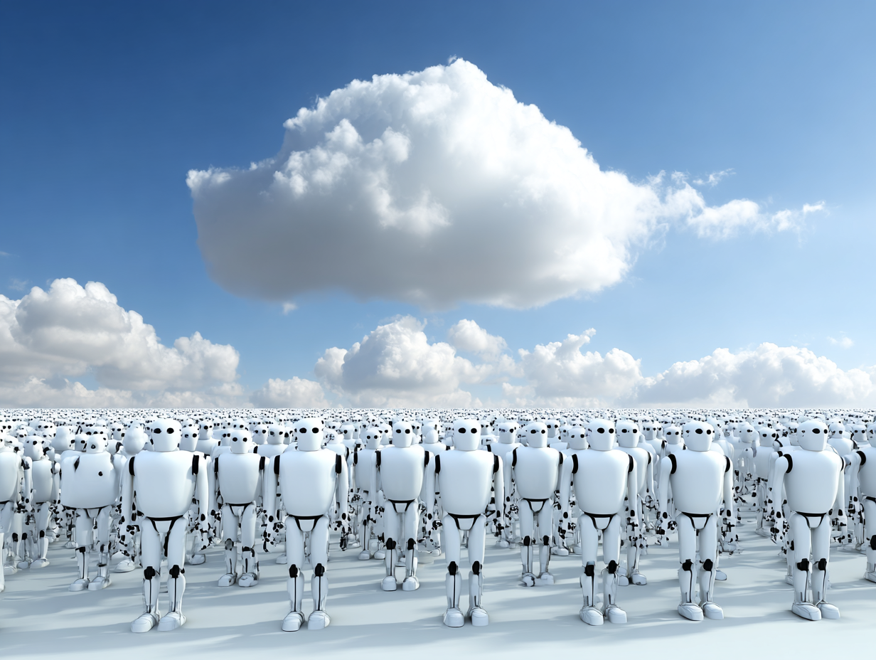 A friendly robot army.  They just want to talk to you.